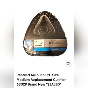 New ResMed AirTouch F20 Medium Cushion - Black and Gray